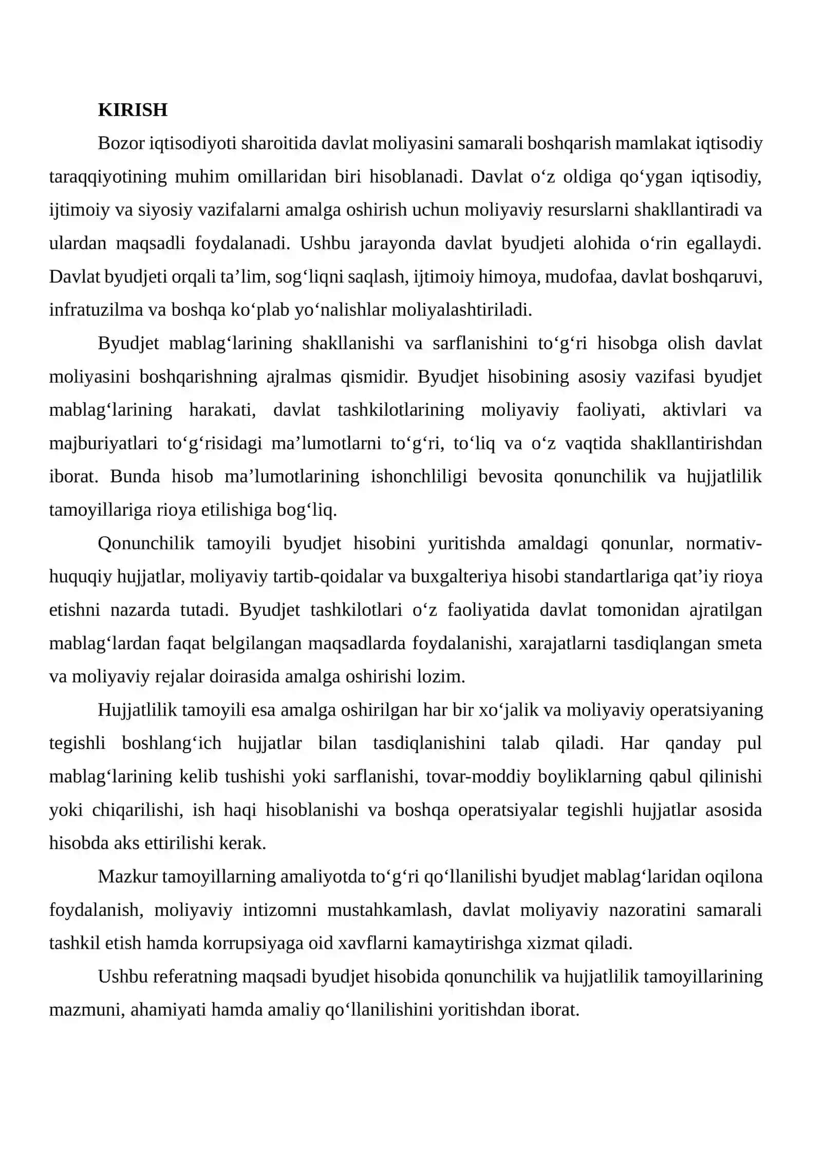 BYUDJET HISOBIDA QONUNCHILIK VA HUJJATLILIK TAMOYILLARINING QO‘LLANILISHI 2