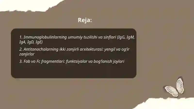 Immunoglobulin oqsillari. Antitanachalarning tuzilishi. Dori moddalari oqsillar funktsiyasiga ta’ sir etuvchi ligandlar sifatida 2