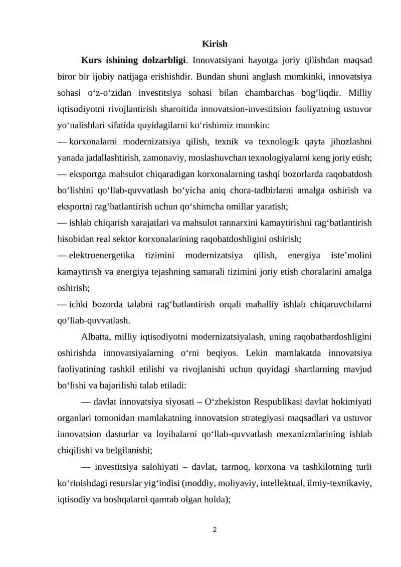 Globallashuv mehnat unumdorligining ortishi va jaxon miqyosida innovatsiyani tuxtovsiz qo`llash imkoniyatini yaratishdagi o`rni 2