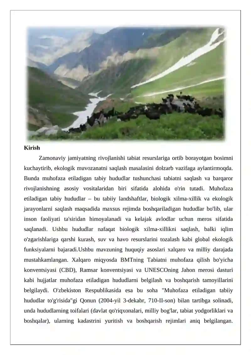 Muhofaza etiladigan tabiy hududlar tushunchasi va ularning huquqiy asoslari 2