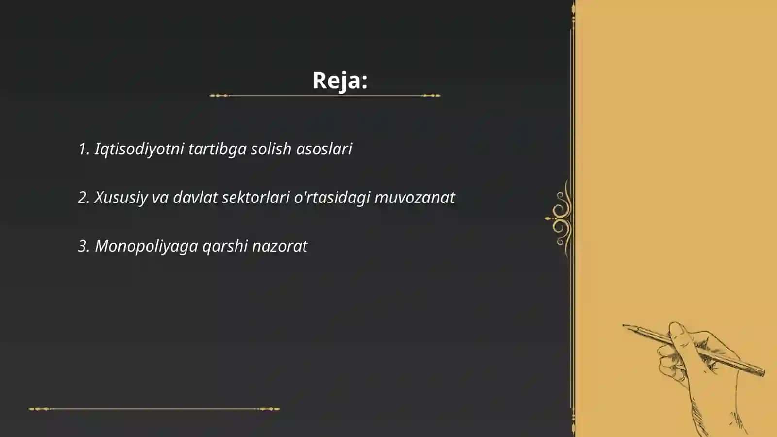 Iqtisodiyotni tartibga solishning turli xil nazariyalari va hozirgi zamon usullari 2