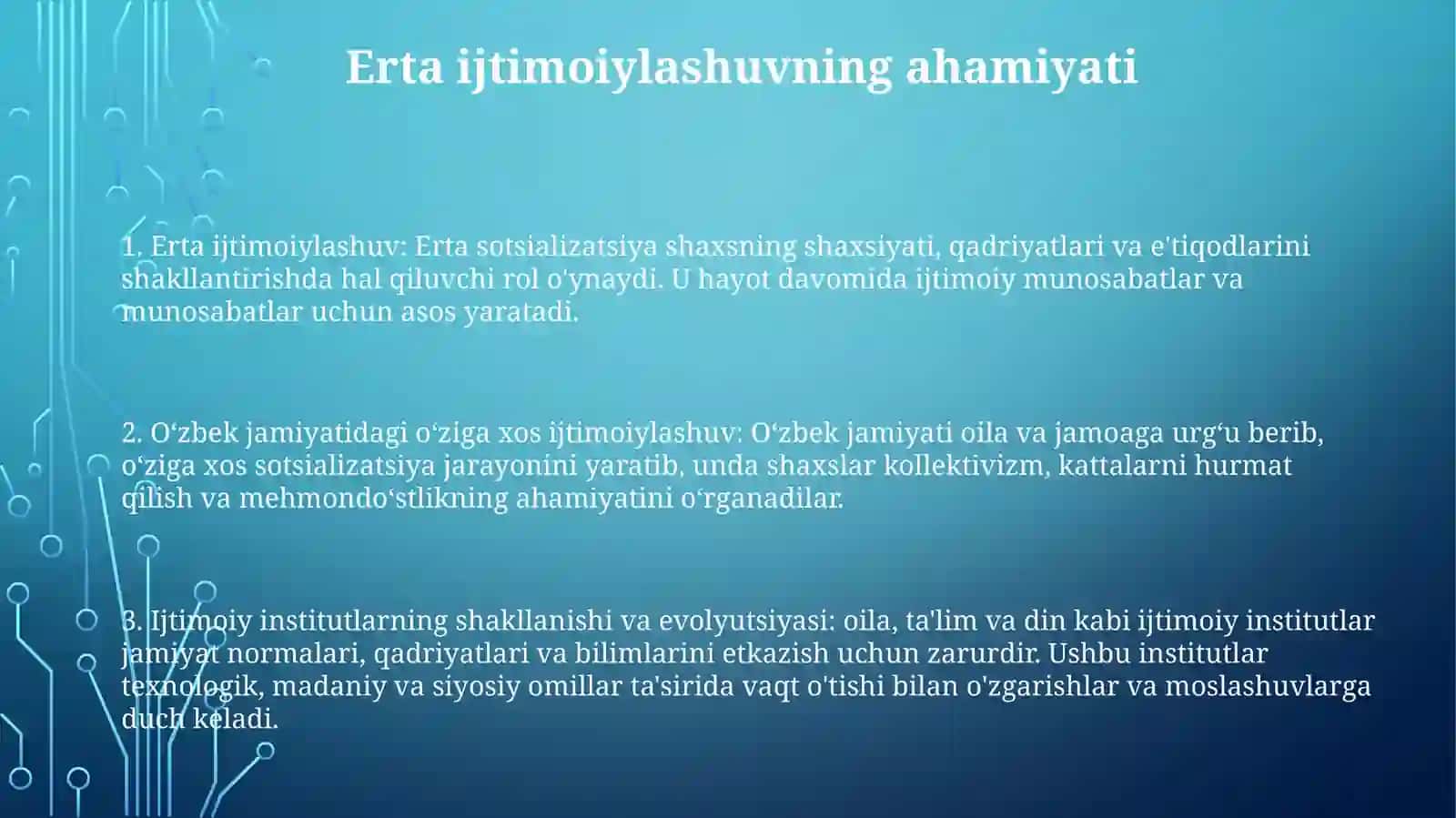 Yosh Davrida Shaxs Ijtimoiylashuvning O'Ziga Xosligi. Ijtimoiy Ustanovlarning Shakillanishi VaO'Zgarishi 2
