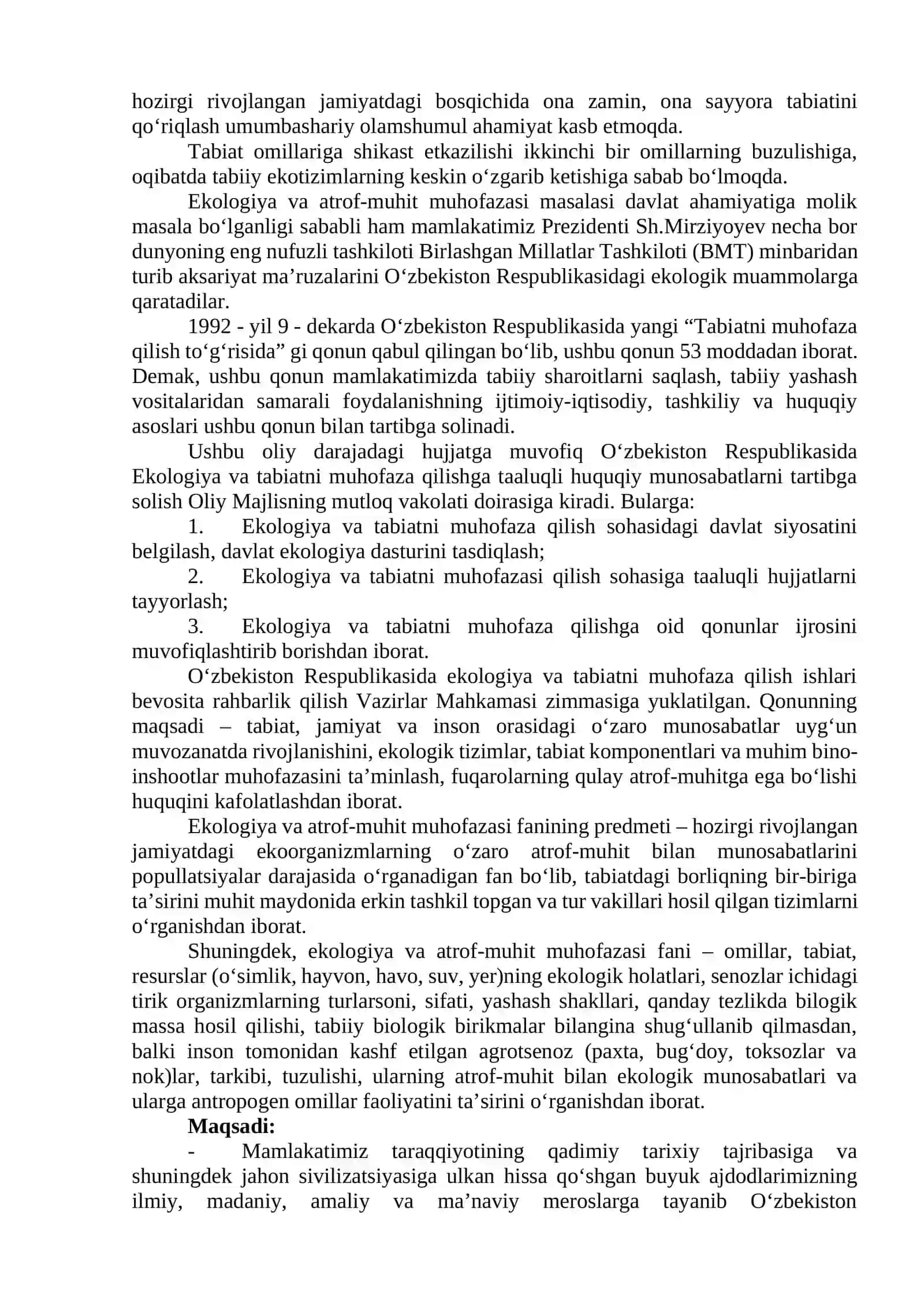 Ekologiya va atrof-muhit muhofazasi 2