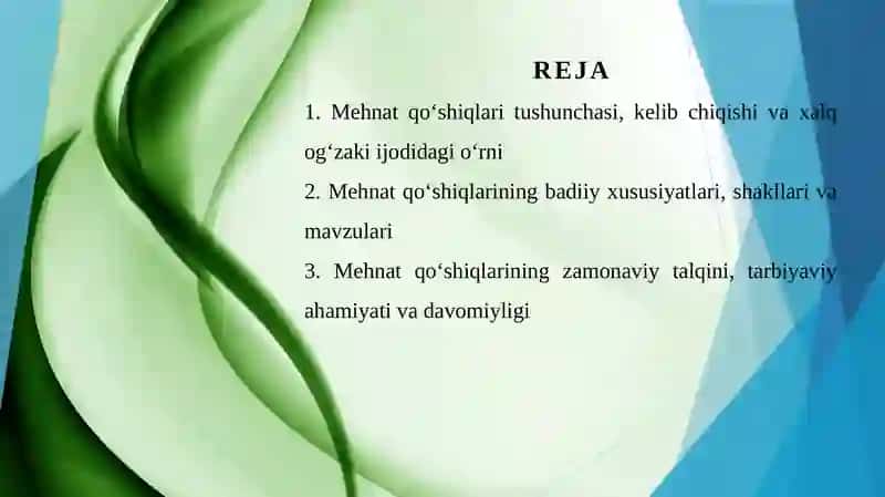 MEHNAT QO‘SHIQLARI VA BADDIYATLARI 2