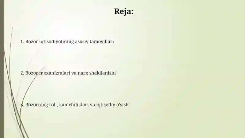 Bozor iqtisodining mazmuni va amal qilishi 2