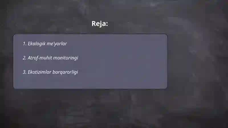 Ekalogik baholash asoslari 2