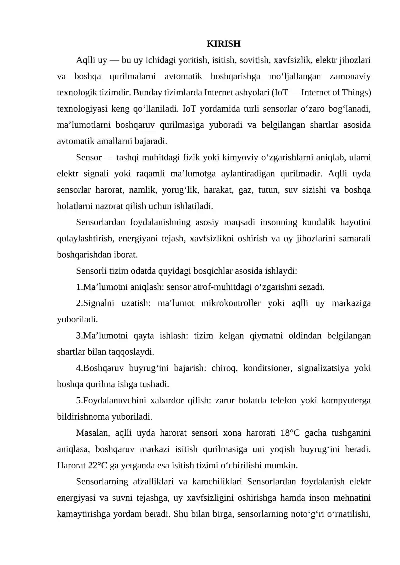 AQLLI UY LOYIHASIDA QO'LLANILADIGAN SENSORLAR 2
