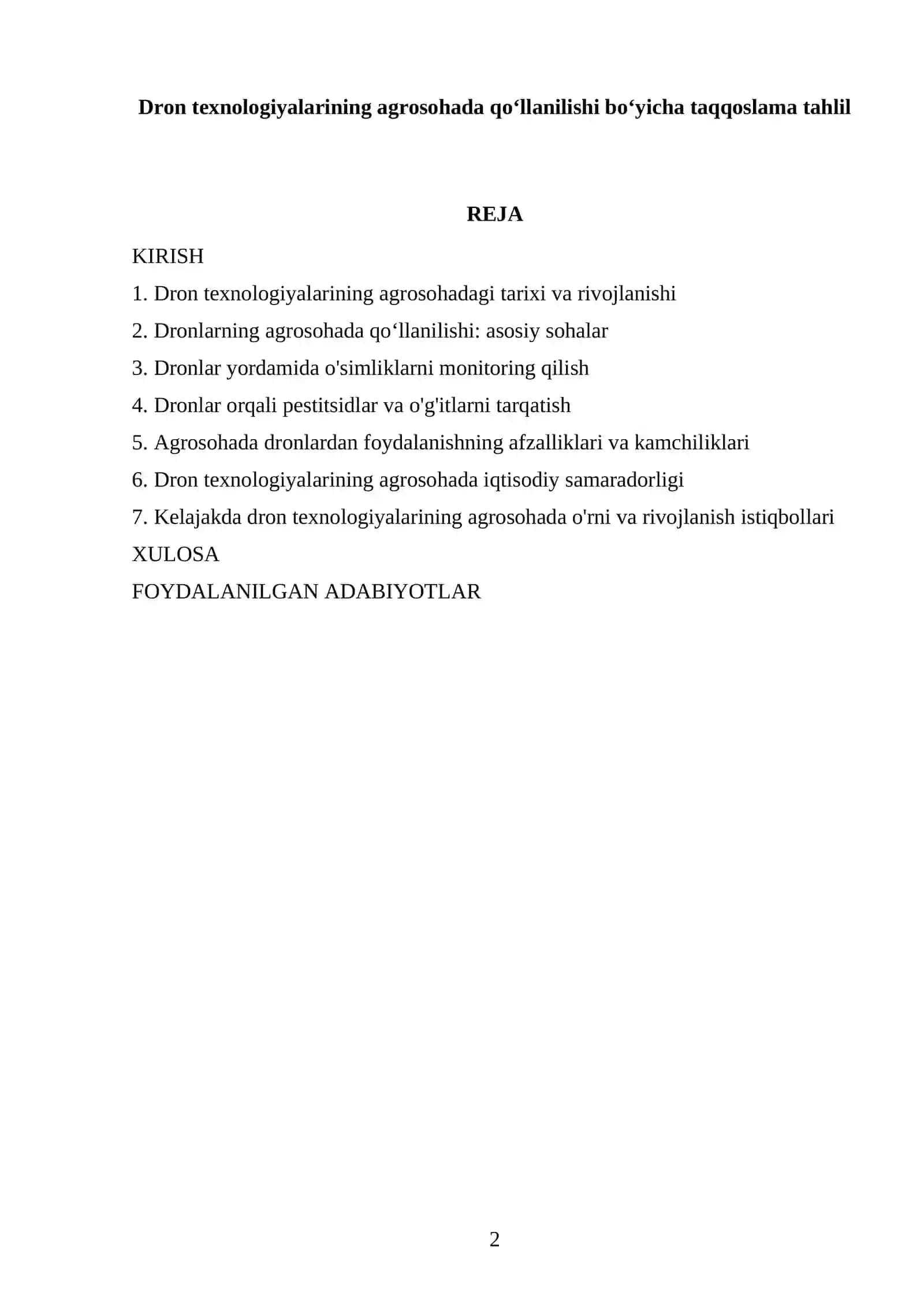 Dron texnologiyalarining agrosohada qoʻllanilishi boʻyicha taqqoslama tahlil 2