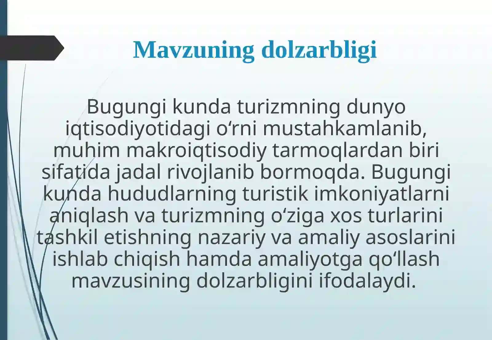 O‘zbekistonda turizmni rivojlantirishni o‘ziga xos xususiyatlari va istiqbollari 2