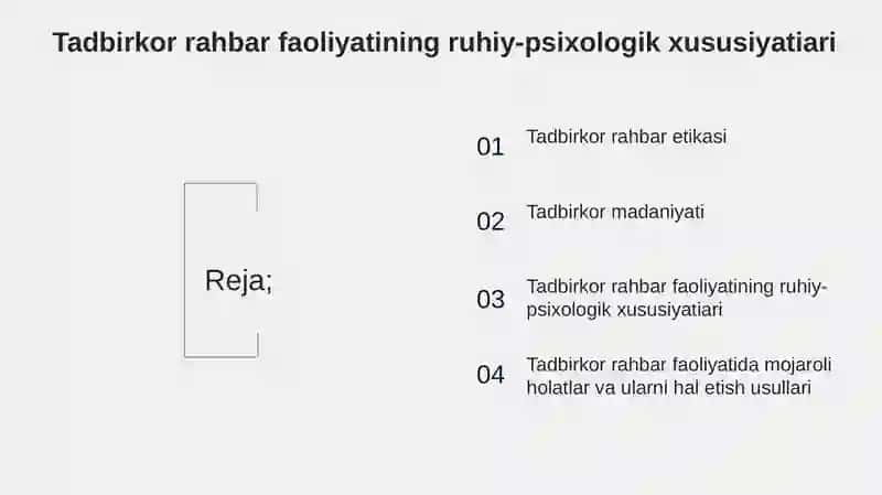 TADBIRKORLIK ETIKASI VA MADANIYATI 2