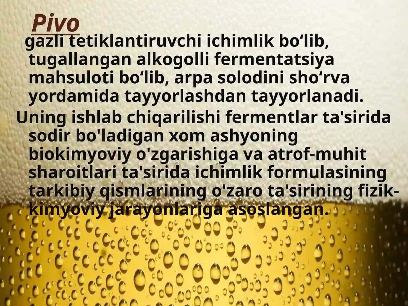 Pivo ishlab chiqarishPivo ishlab chiqarish 2