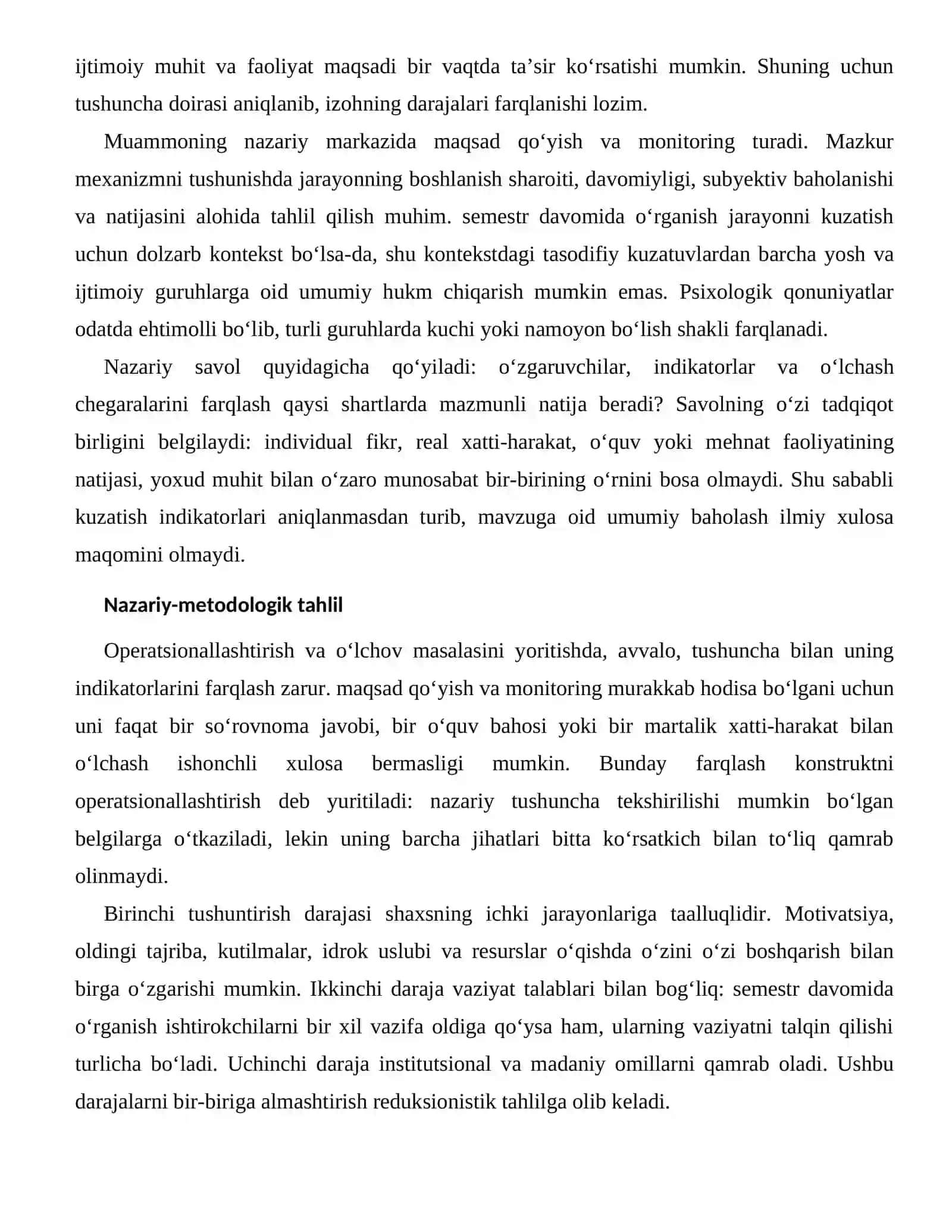 O‘QISHDA O‘ZINI O‘ZI BOSHQARISHNING BAHOLASH VA DIAGNOSTIKA MASALALARI 2