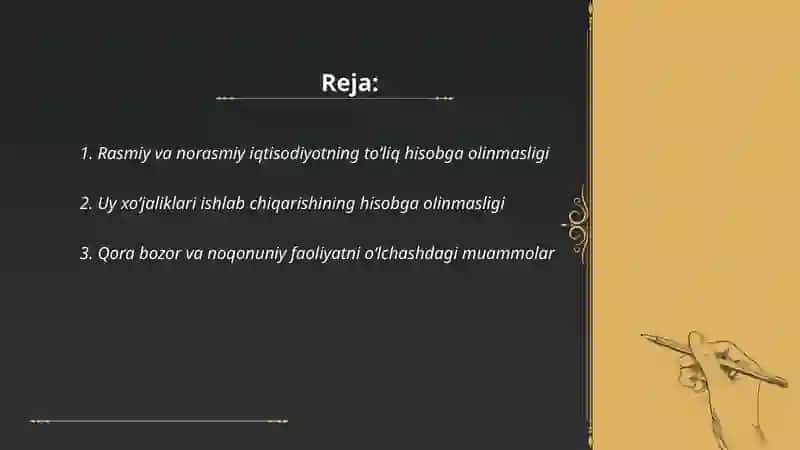 Yalpi ichki mahsulot ko'rsatkichining tahliliy kamchiliklari va uni hisoblashdagi muammolar 2