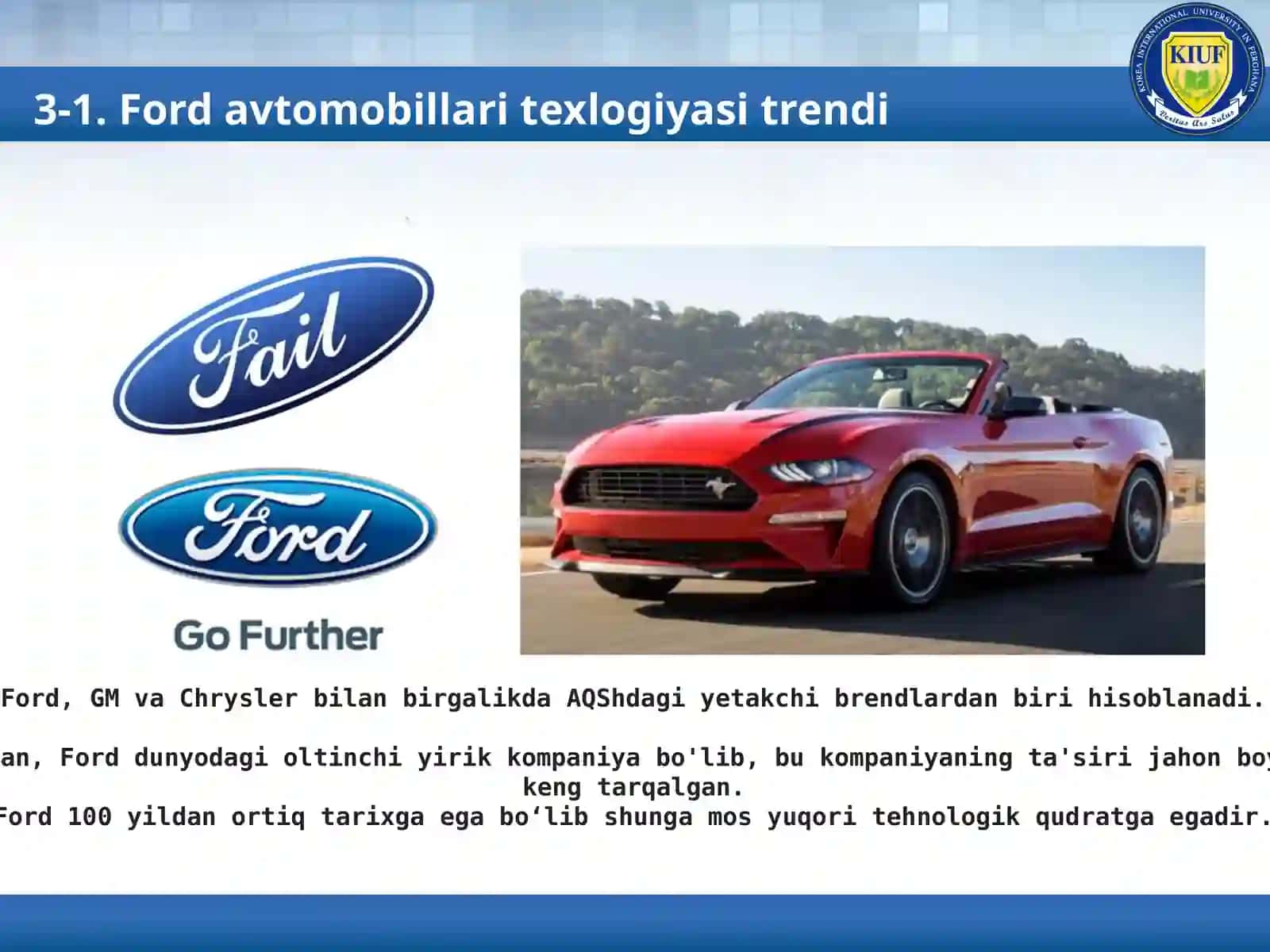 Ford avtomobillari texnologiyasi trendi 2