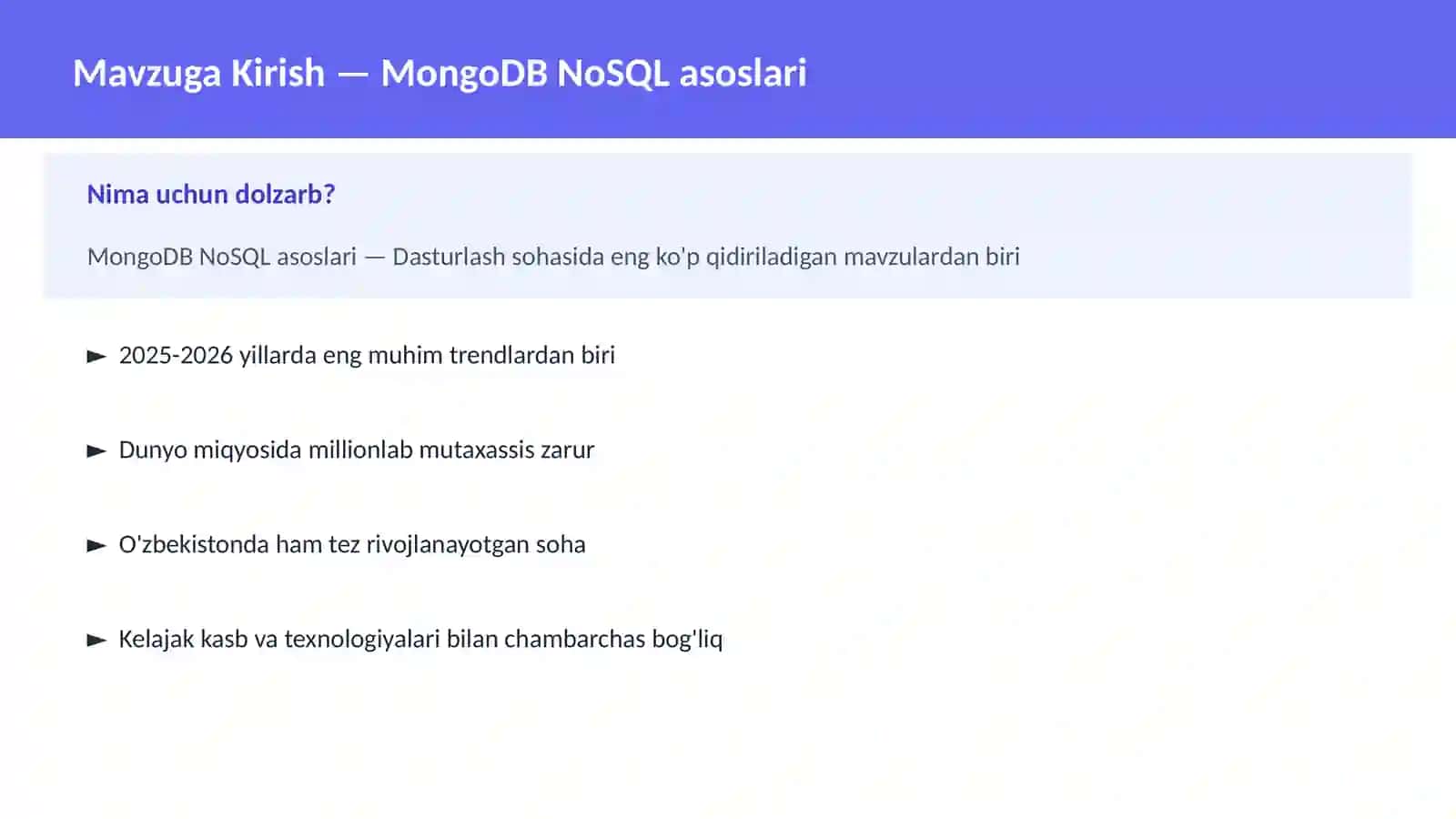 MongoDB NoSQL asoslari 2