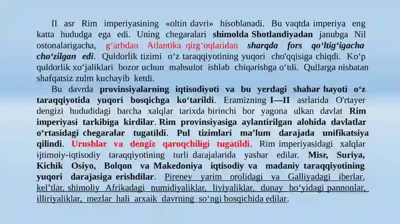 MILODIYI-II ASRLARDA RIM IMPERIYASIDA IJTIMOIY- IQTISODIY MUNOSABATLAR 2