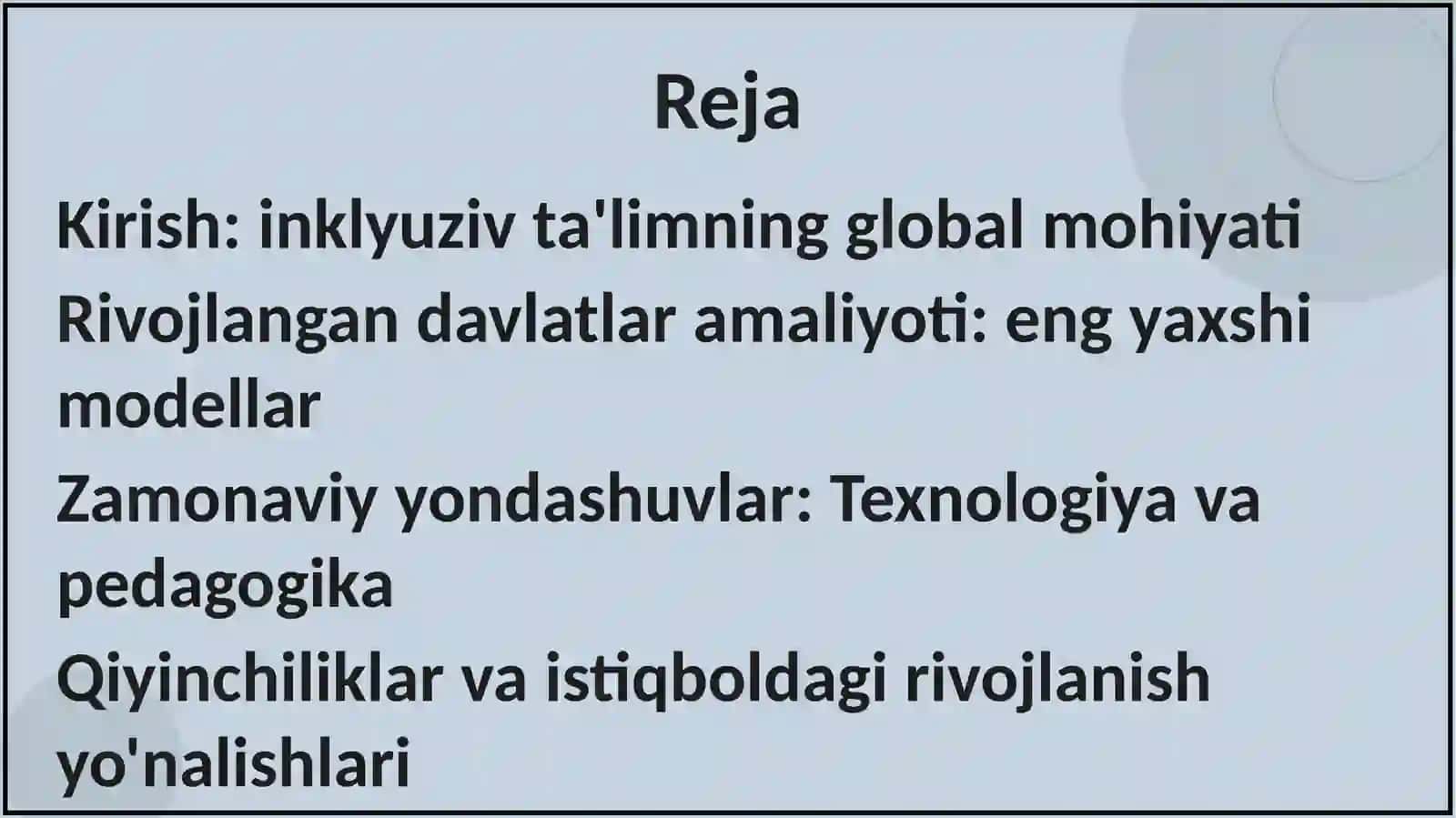 CHET ELDA ALOHIDA TA’LIM EHTIYOJLARI BO‘LGAN BOLALARNING INKLYUZIV TA’LIMI 2
