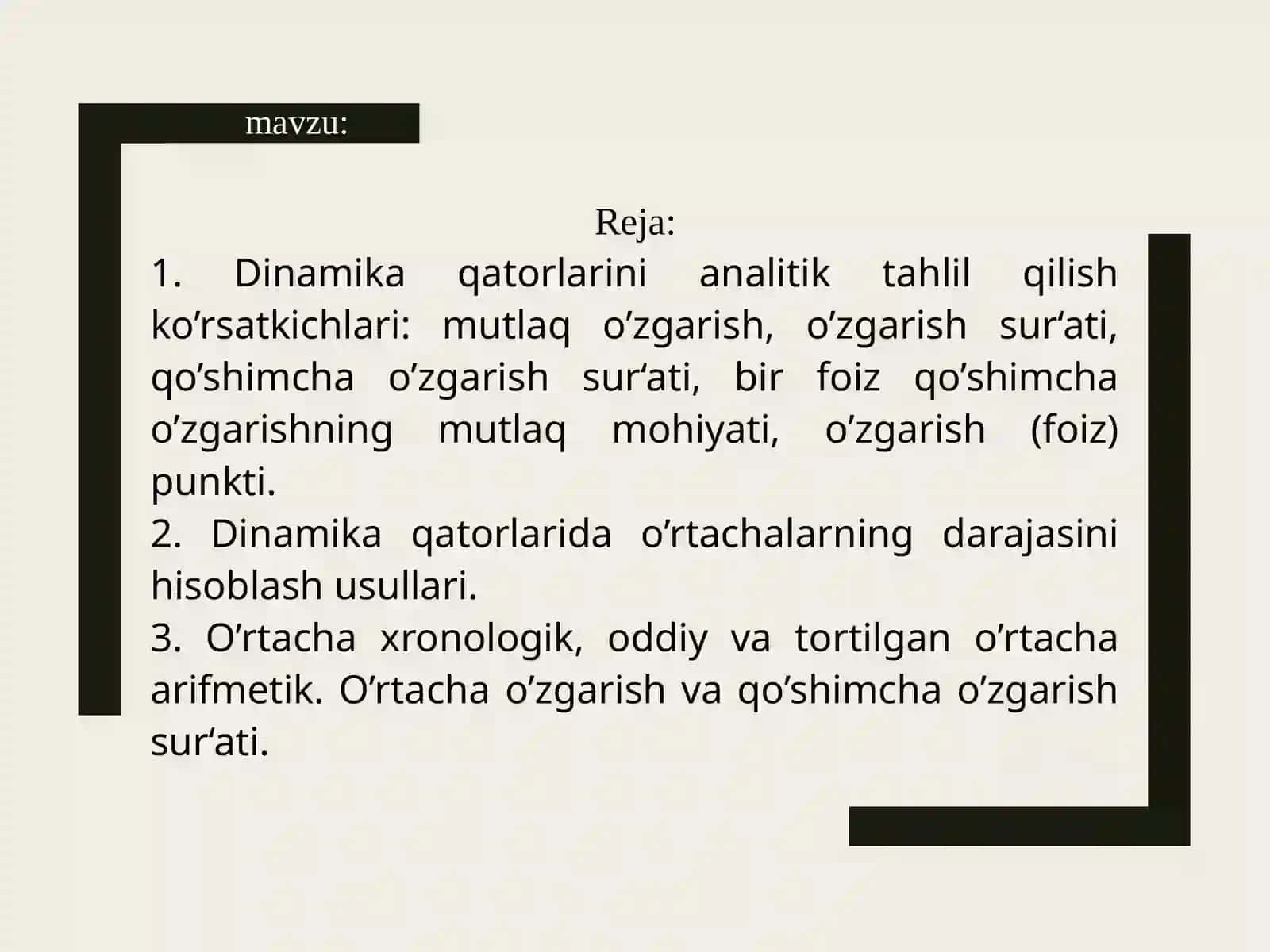 Dinamika statistiko oʻrganish uslubiyati 2