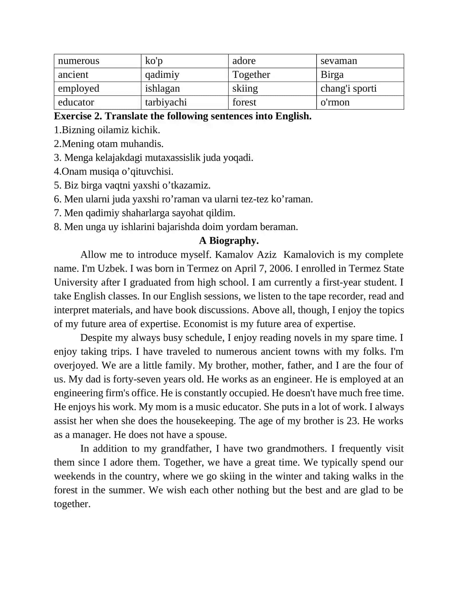 Exercise 1 & 2: Phonetics in English 2