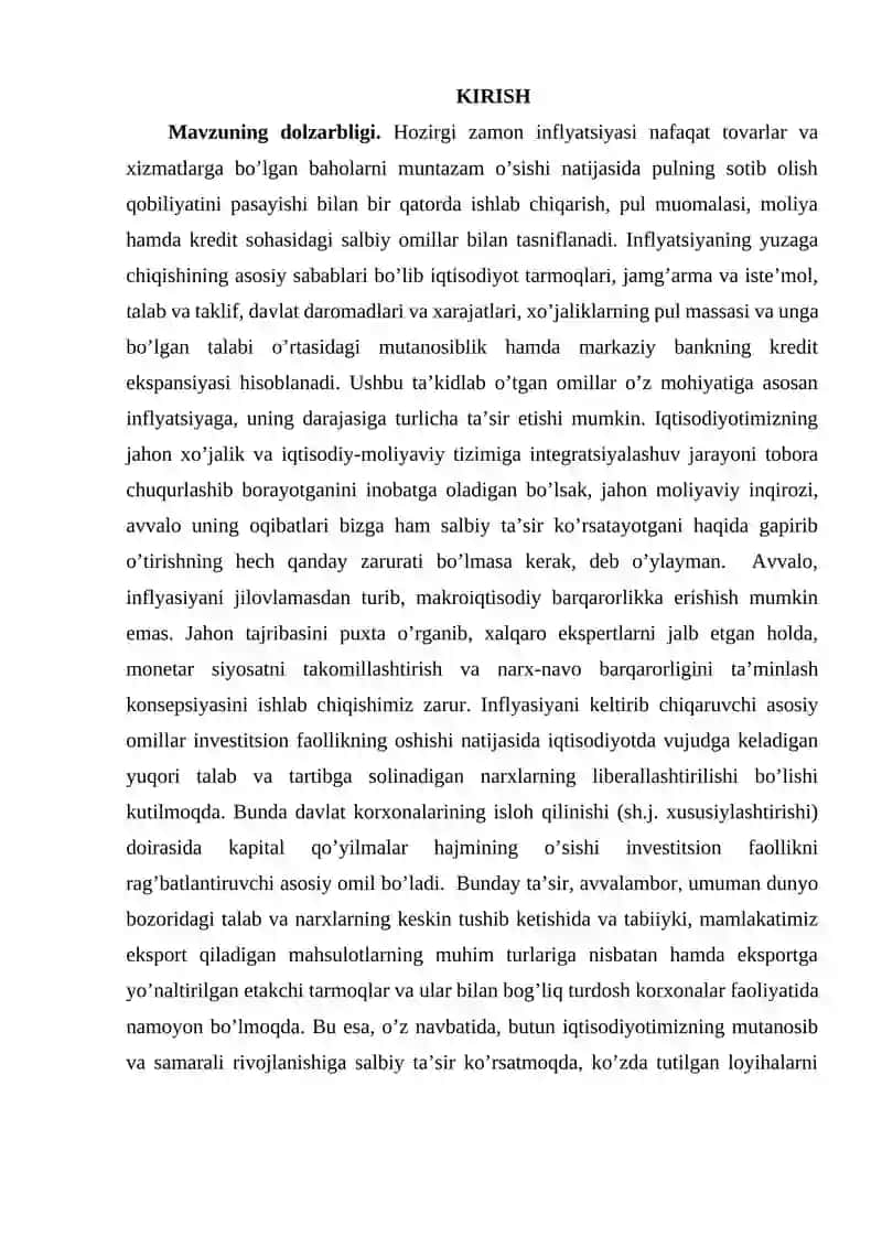 INFLYATSIYA VA UNING NAMOYON BO’LISH SHAKLLARI 2