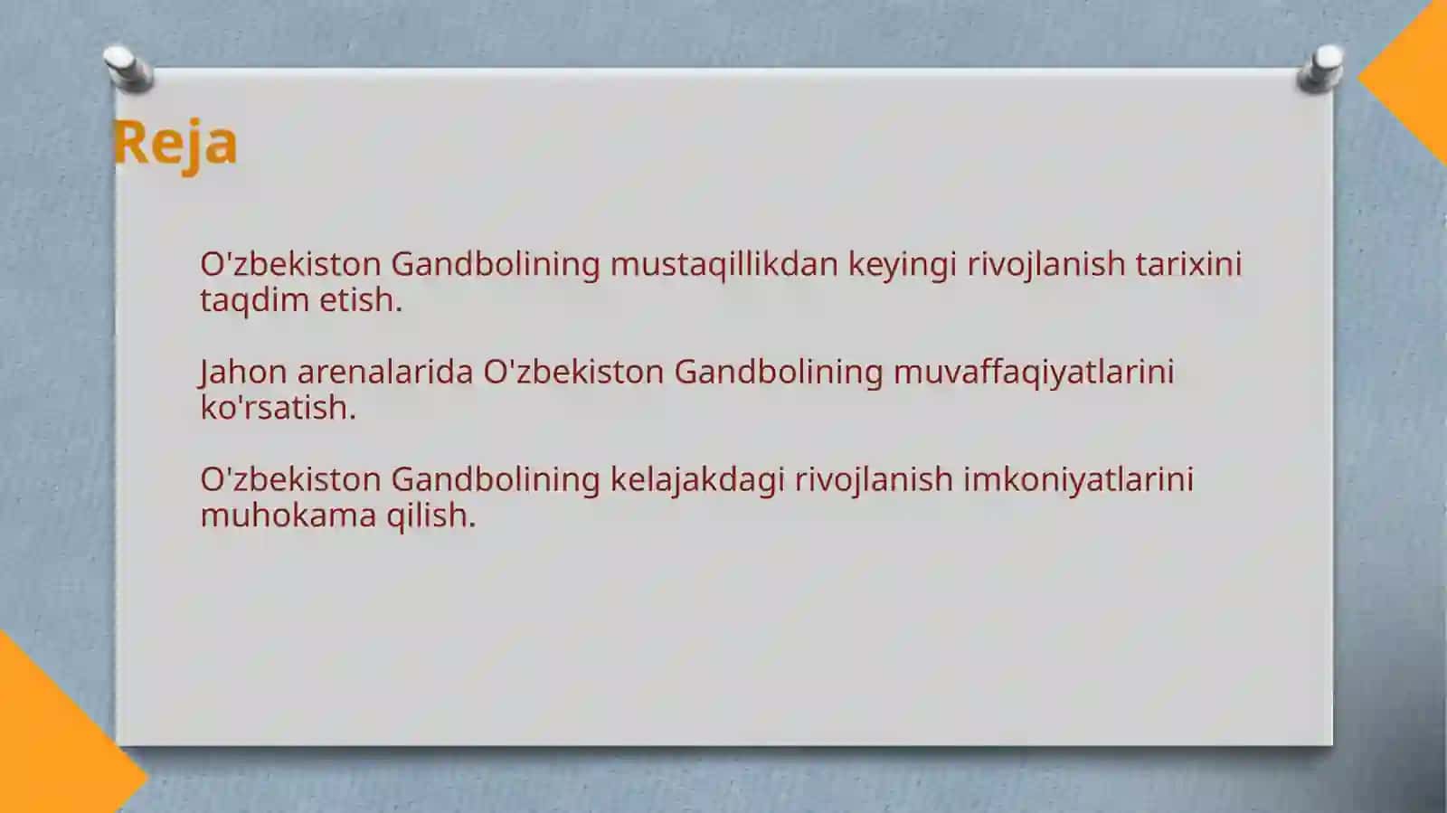 O'zbekiston Gandbolning Jahon Arenalarida Tutgan O'rni 2