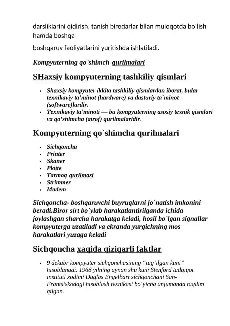 Kompyuter qo‘shimcha qurilmalarining tibbiy ta‘limda va tibbiyotda qo‘llanilishi 2