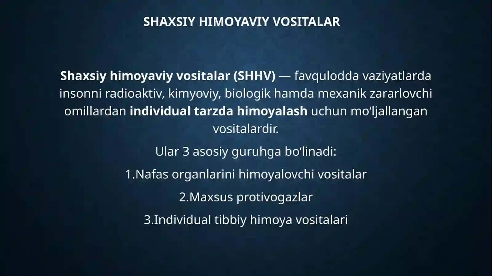 Nafasorganlarini himoyalovchi individual (shaxsiy) himoyavositalari 2