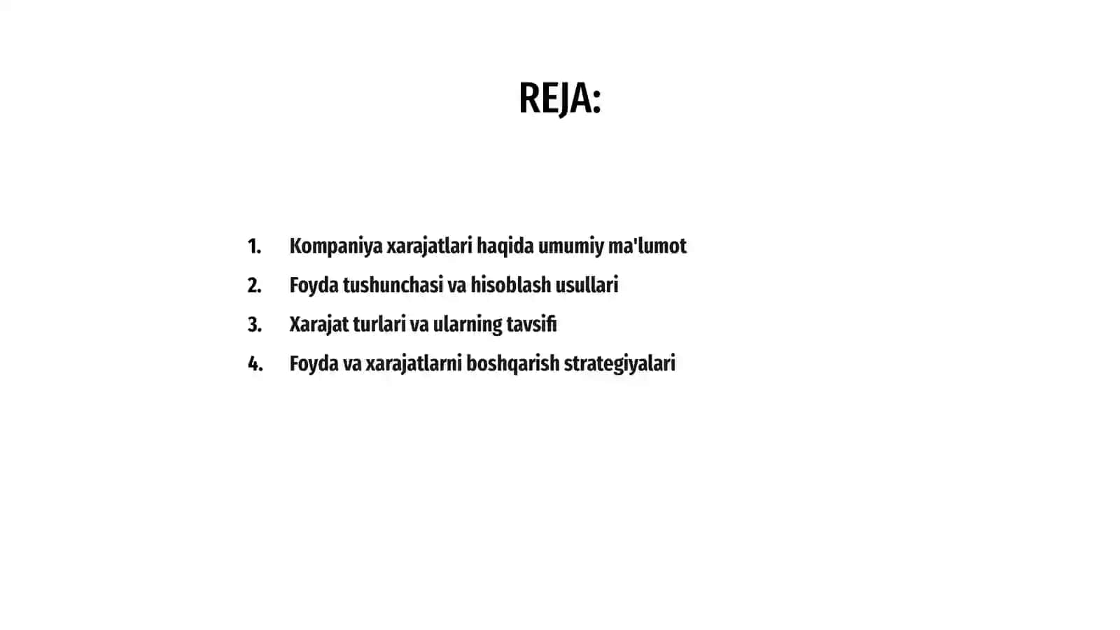 Korxona(firma) xarajatlari va foydasi 2