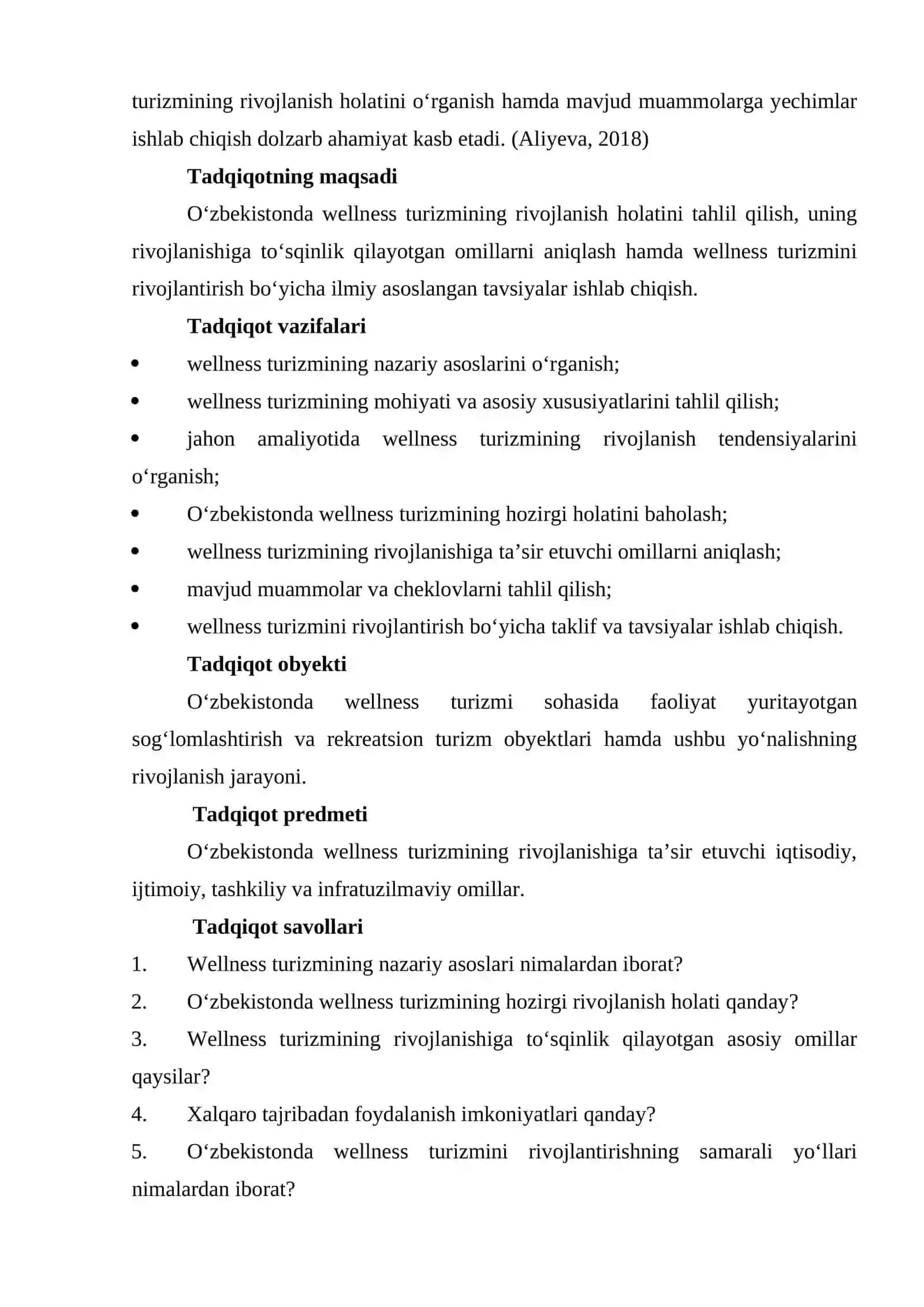 O‘zbekistonda wellness turizmining kam rivojlanganlik sabablari va uni rivojlantirish istiqbollari 2