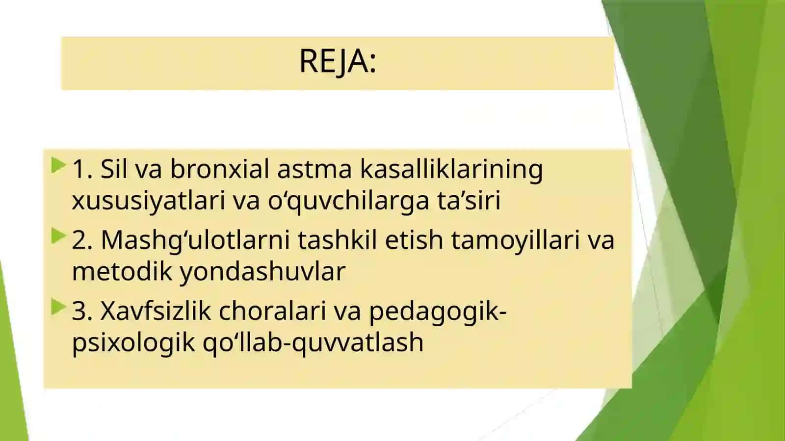 Sil va bronxial astma kasalliklari bilan og'rigan maktab o'quvchilari bilan mashg'ulot 2