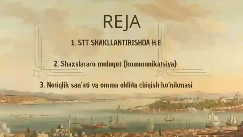Sog'lom turmush tarzini shakllantirish bo'yicha o'tkaziladigan chora-tadbirlarda tibbiyot xodimlar etikasi. Shaxslararo muloqot Notiqlik san'ati omma oldida chiqish ko'nikmasi 2