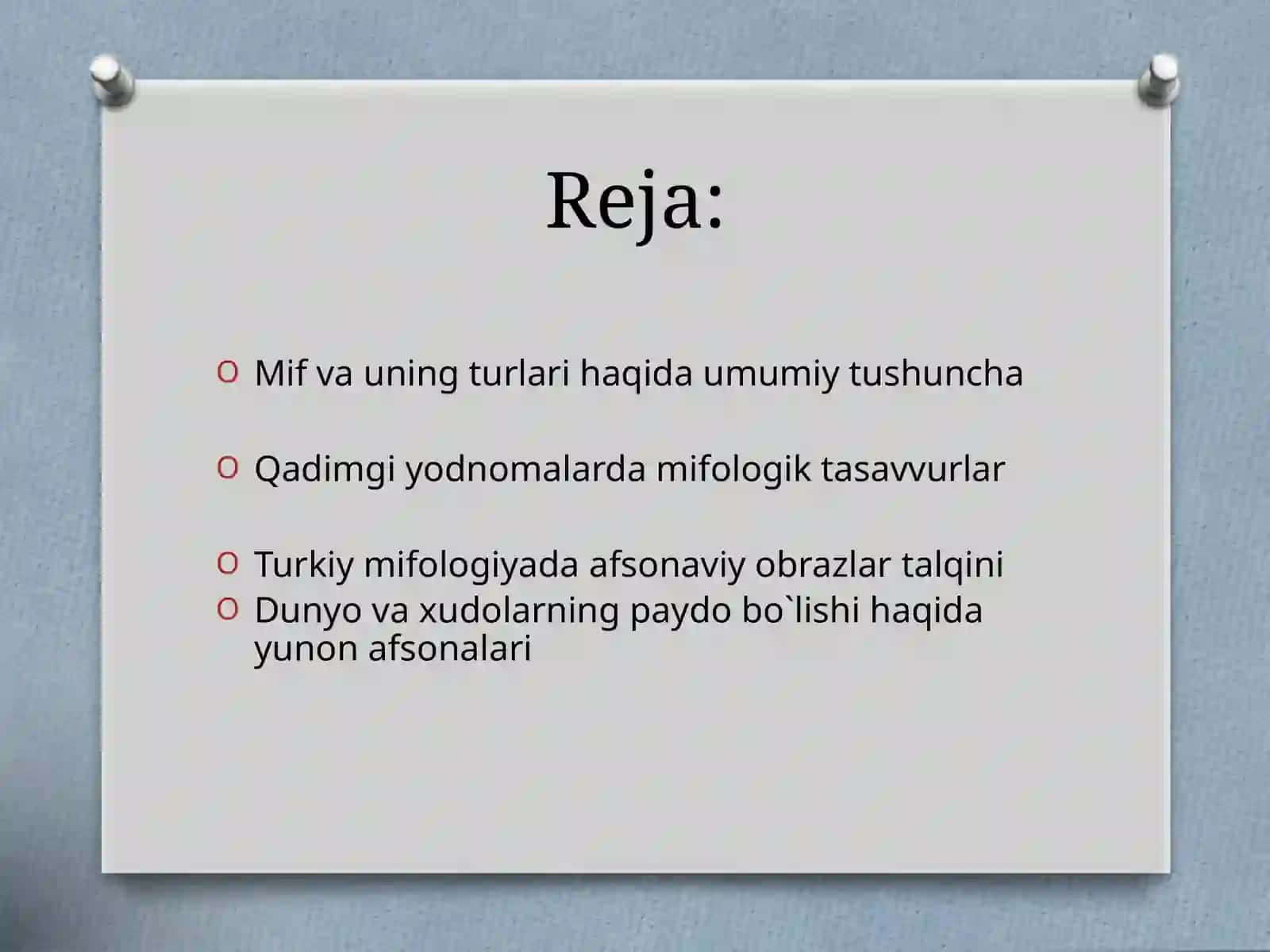 Mif va uning turlarini o’rganish 2