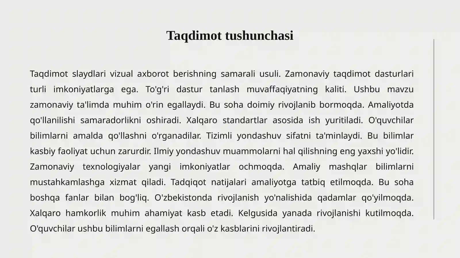 Taqdimot tushunchasi 2