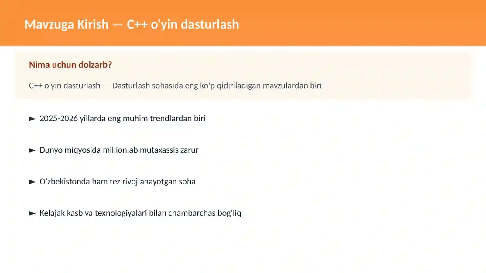 C++ o'yin dasturlash 2