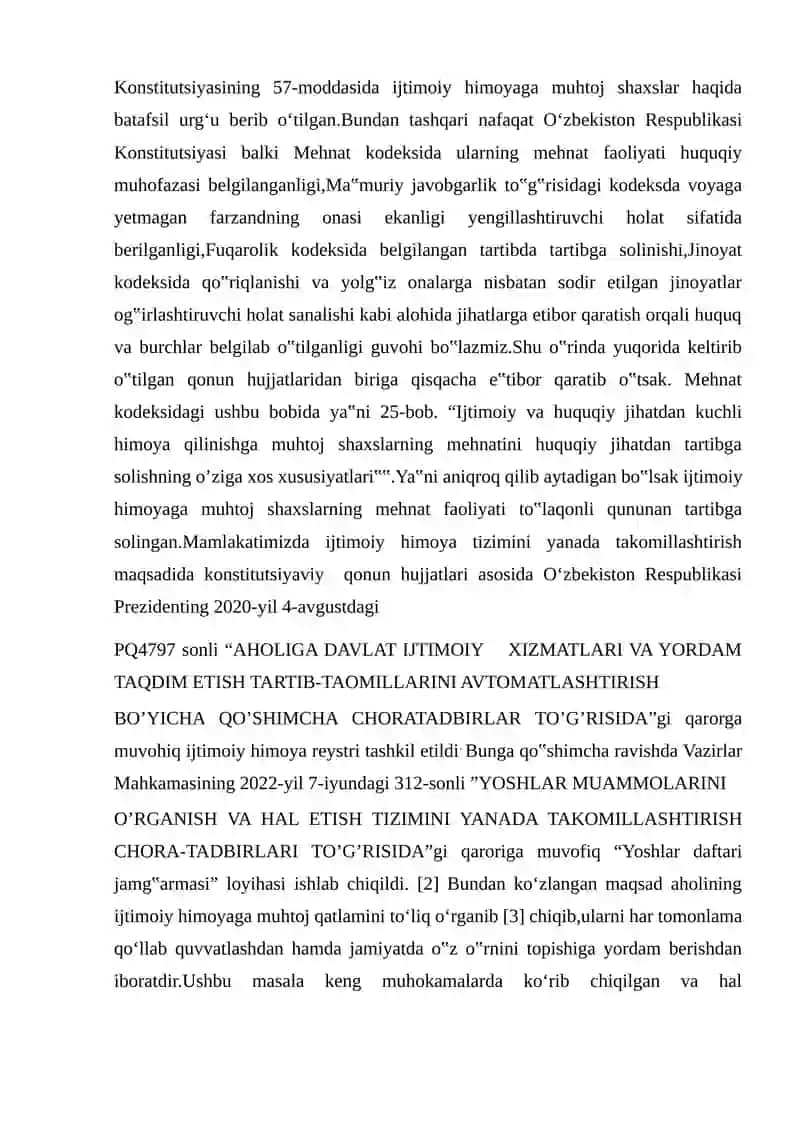 Ijtimoiy va Huquqiy Himoya Qilinishga Muhtoj Shaxslarning Mehnatini Huquqiy Jihatdan Tartibga Solishning O‘ziga Xos Xususiyatları 2