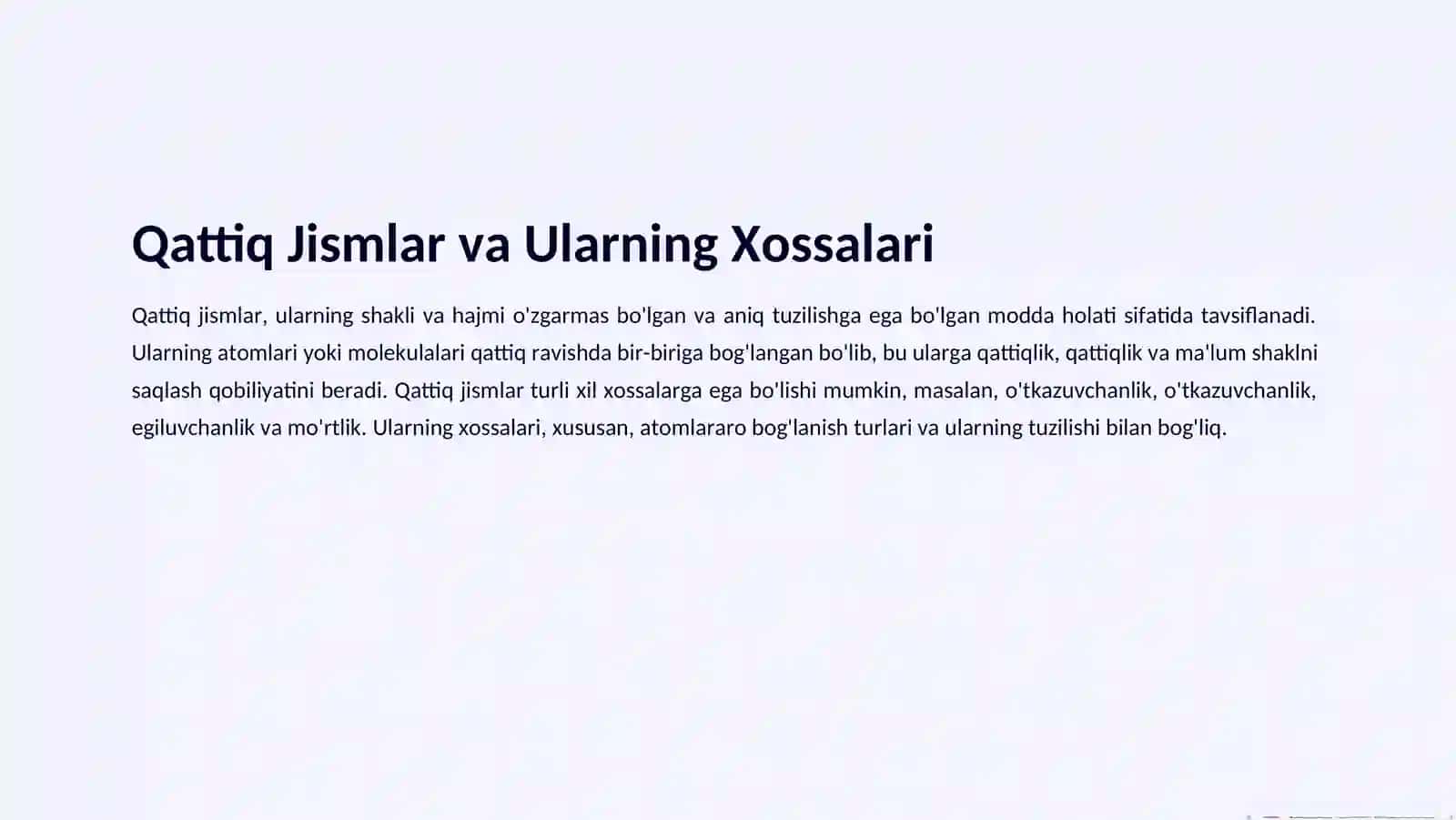 Qattiq Jismlar va Ularning Xossalari 2