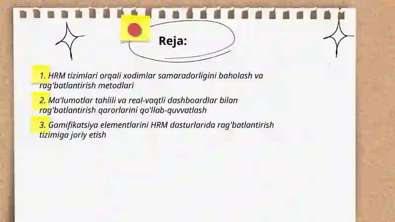 Rag'batlantirish tizimida zamonaviy texnologiyalar (Masalan HRM dasturlaridan foydalanish) 2