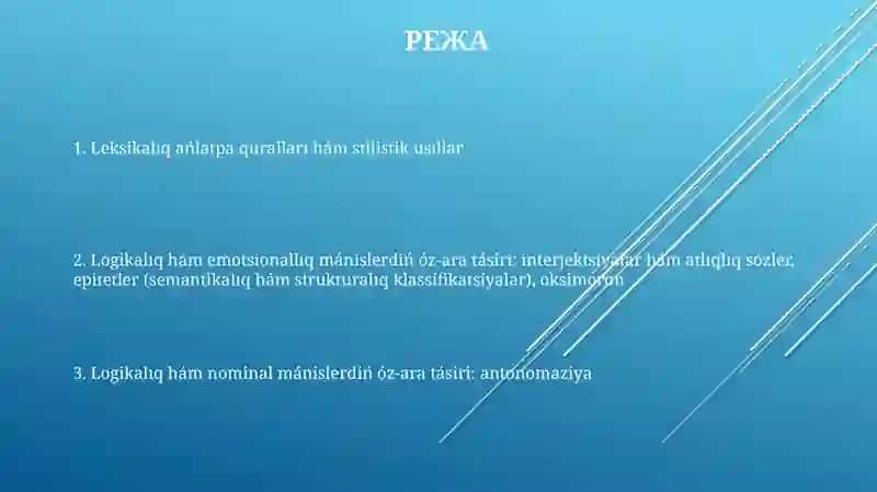 Leksikalıq ańlatpa quralları hám stilistik usıllar 2