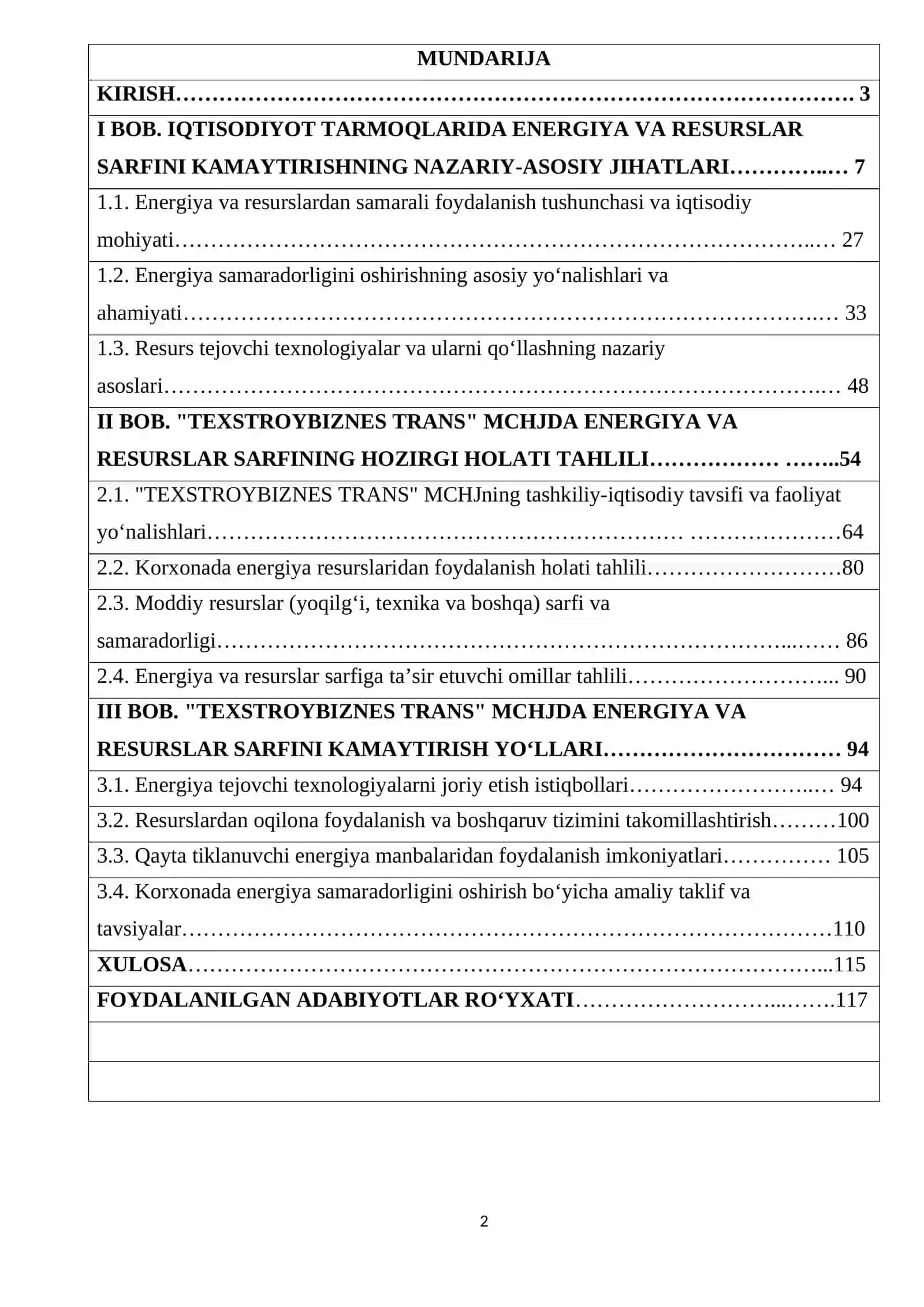 Iqtisodiyot tarmoqlarida energiya va resurslar sarfini kamaytirish yo‘nalishlari 2