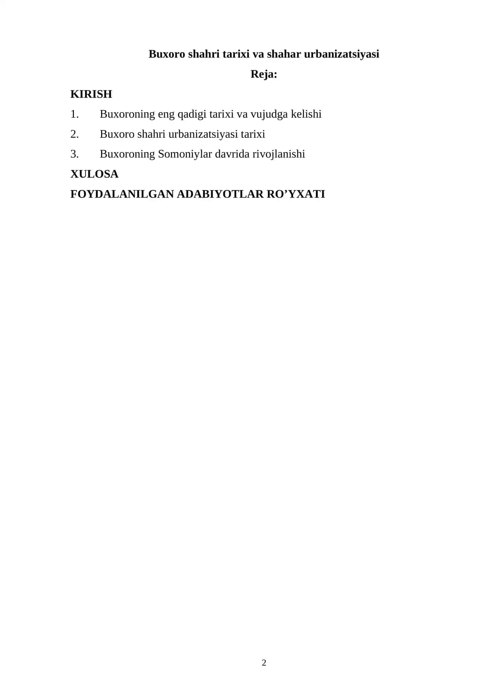 Buxoro shahri tarixi va shahar urbanizatsiyasi 2
