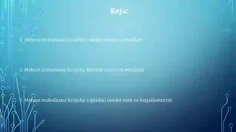 Mehnatni muhofaza qilish bo'yicha o'qitish va bilimlarni tekshirish 2