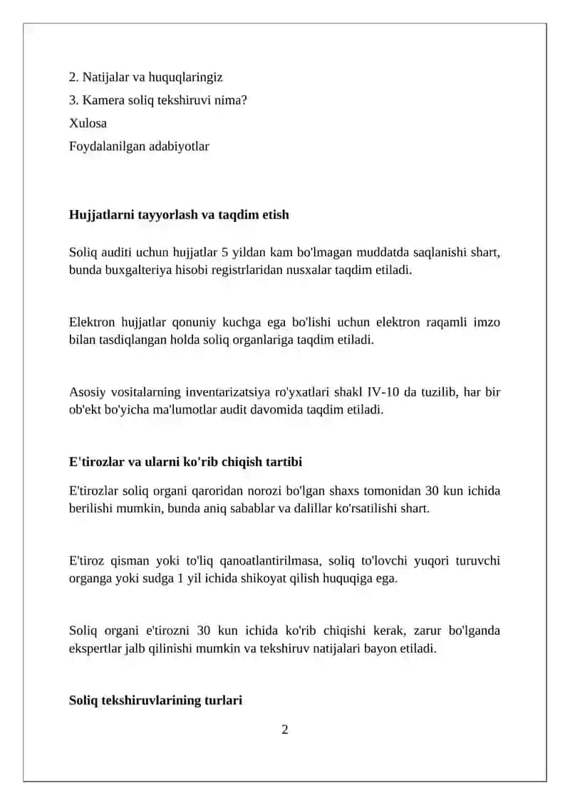 Kameral soliq tekshiruvi 2