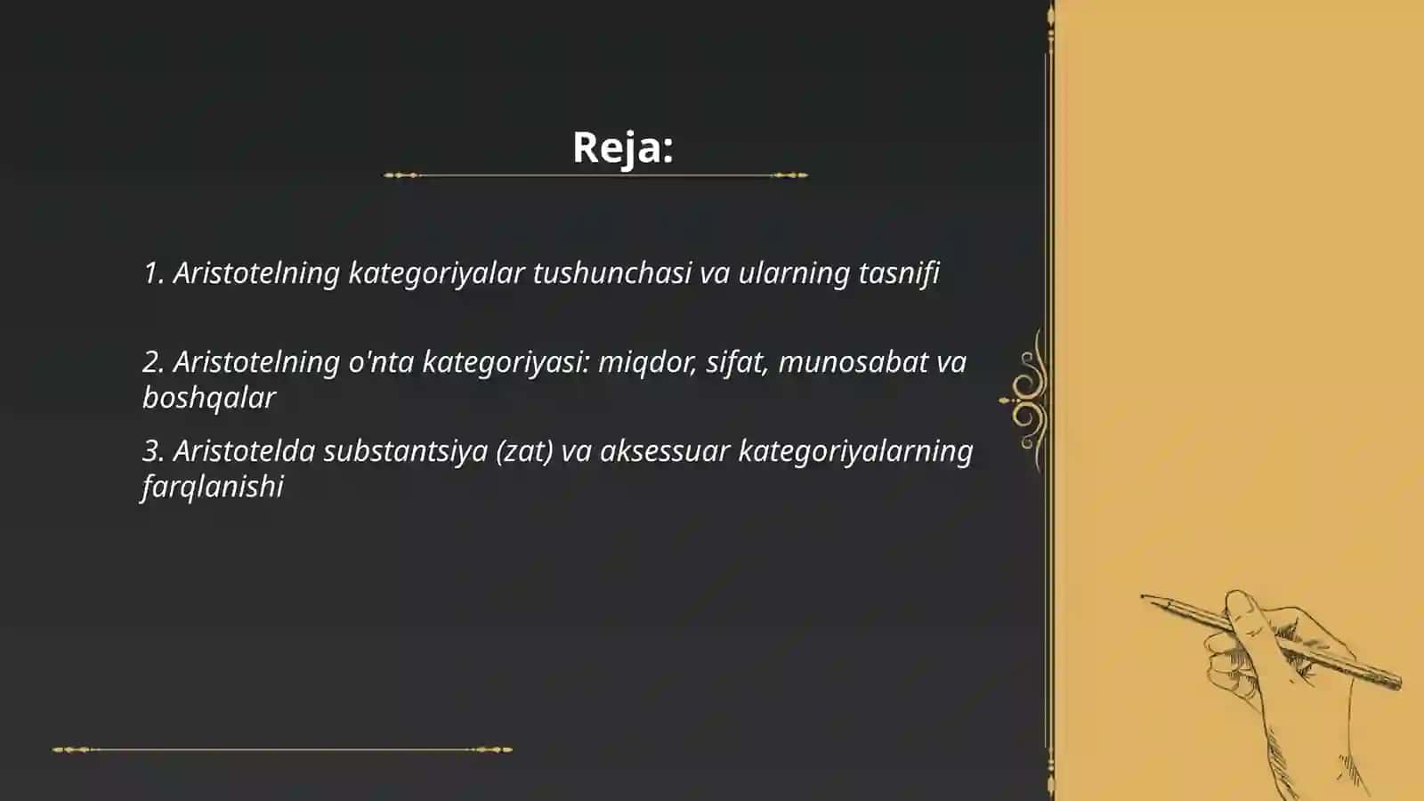 Aristotel Forobiy va Kant ontologiyasida kategoriyalarning tasnifi 2