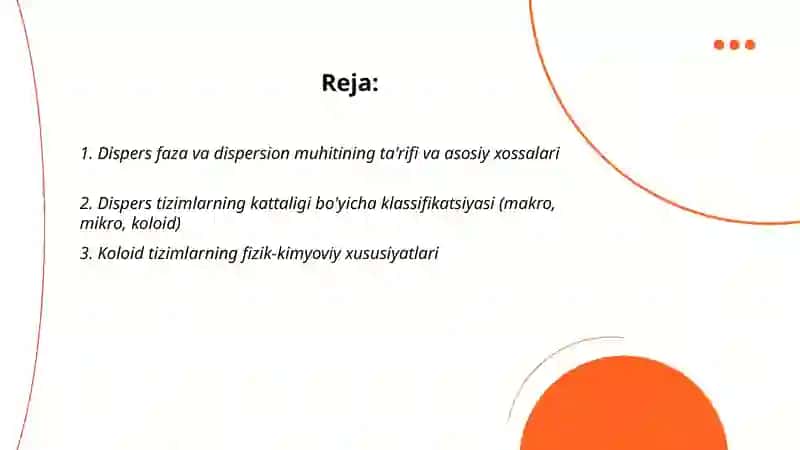 Dispers faza va dispersion muhitdan tashkil topgan sistemalar 2