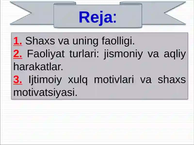 Shaxs faolligi va ijtimoiy xulqning motivatsiyasi 2