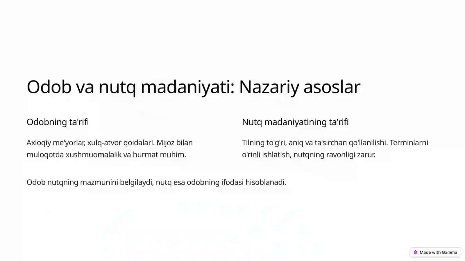 Mutaxassisning odobi va nutqi 2
