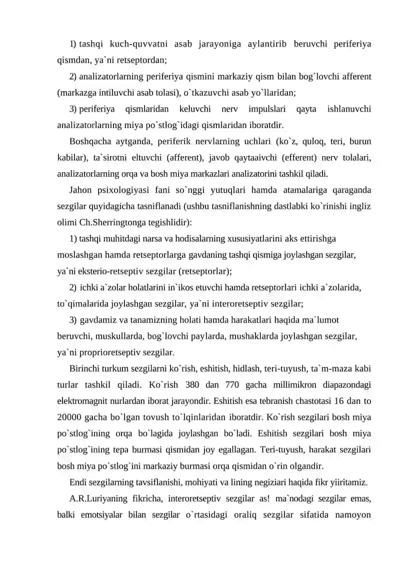Sezgi haqida tushuncha va uning nerf-fiziologik asoslari 2