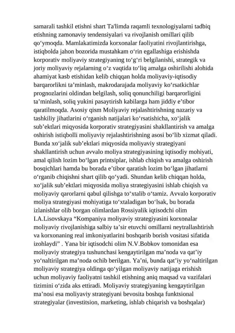 Jahon amaliyoti keskin raqobat sharoitida har bir korxona oldiga nafaqat bugungi kunda, balki istiqbolda ham bozordagi o'rnini saqlab qolish hamda kengaytirishni shart qilib qo'ymoqda 2