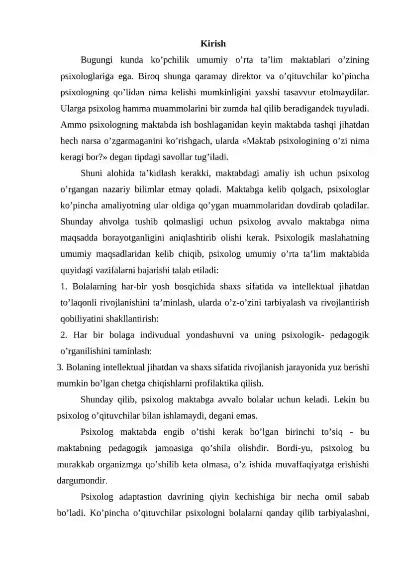 Psixologning maktabdagi kasbiy faoliyati haqida tushuncha 2