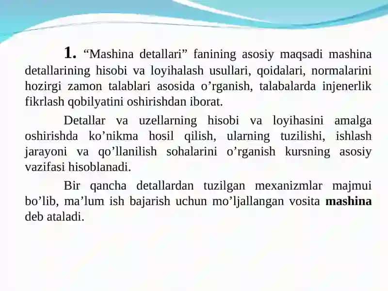 Mashina detallarini ishlash layoqatini ta’minlash 2